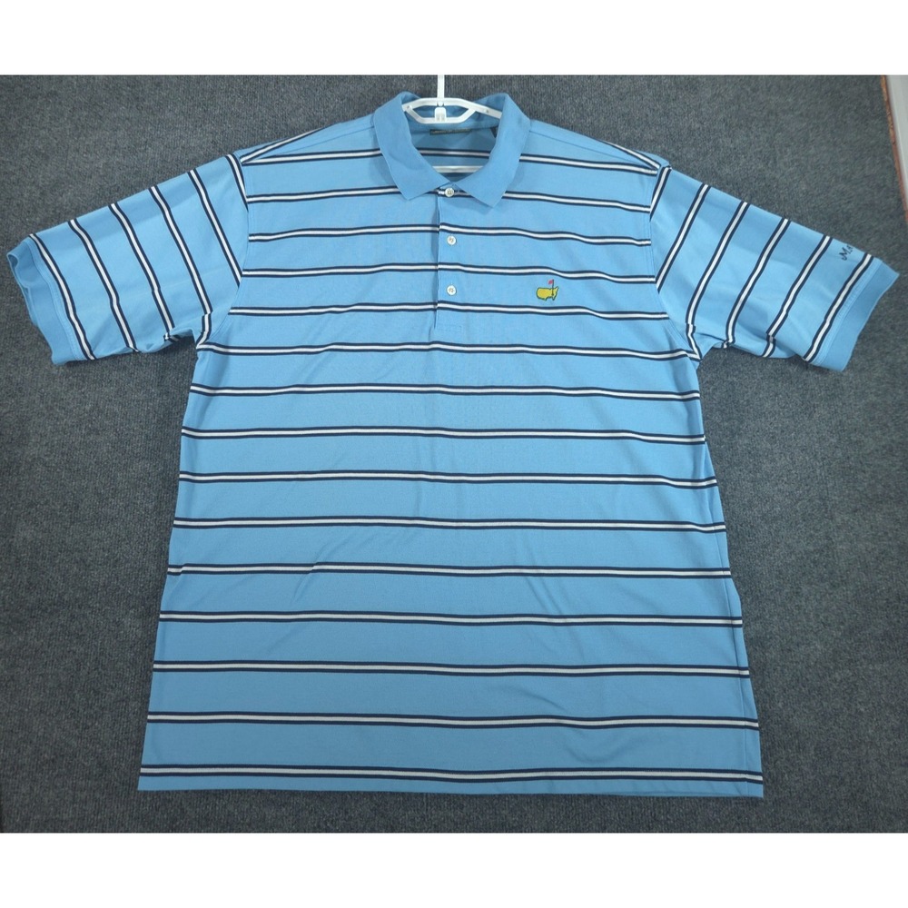 Masters Collection Golf Shirt Mens XL Blue Striped Polo Augusta Hong Kong
